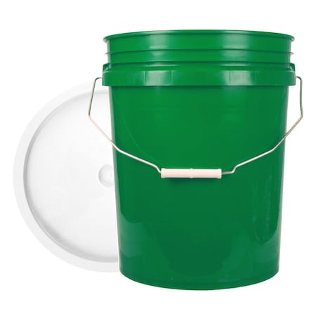 Bucket, 12 In H, Green And White